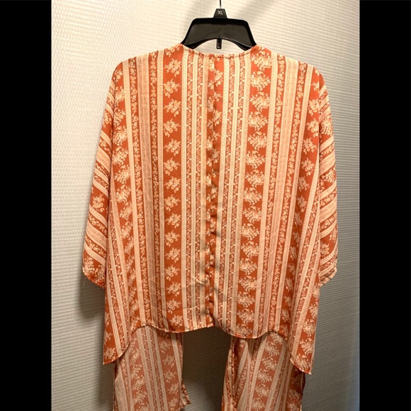 Vintage Boho Tunic Cardigan Kimono Top Pink Cream - Picture 12 of 16